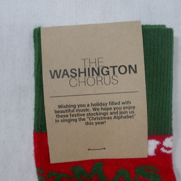 Sock Club Washington Chorus Merry Christmas Sock NWT Made USA Red Green Cotton - Picture 2 of 6